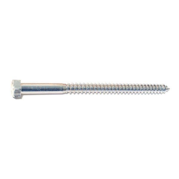 Midwest Fastener Lag Screw, 3/8 in, 6 in, Steel, Zinc Plated Hex Hex Drive, 5 PK 35044 - main